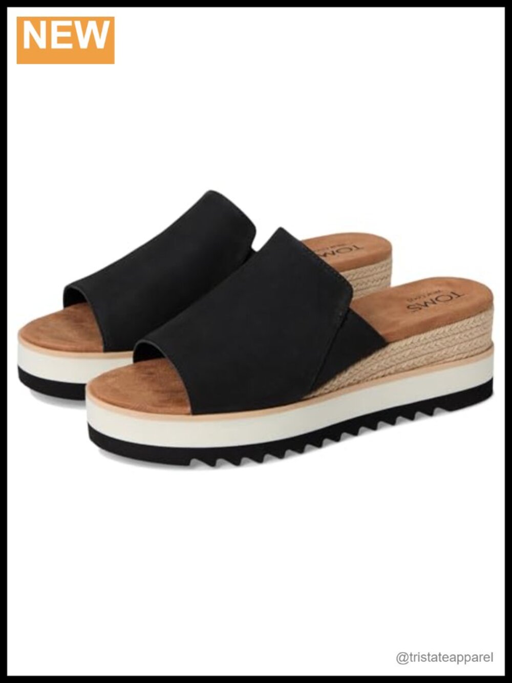 TOMS Diana Mule Wedge Sandal Women's Leather Slip On Espadrille